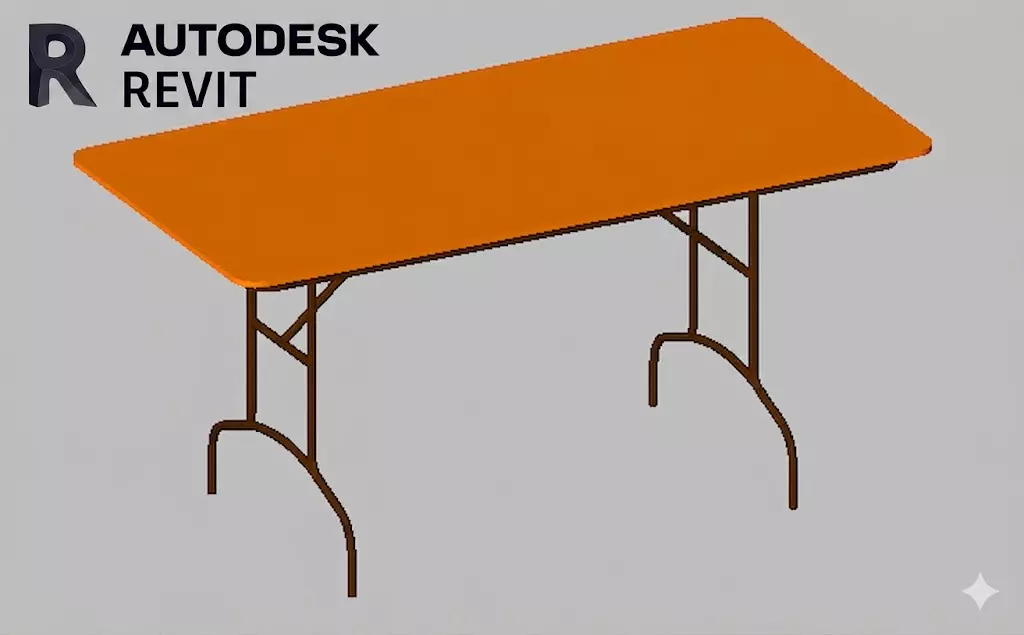 Portable Folding Event Table Revit Family 3D model