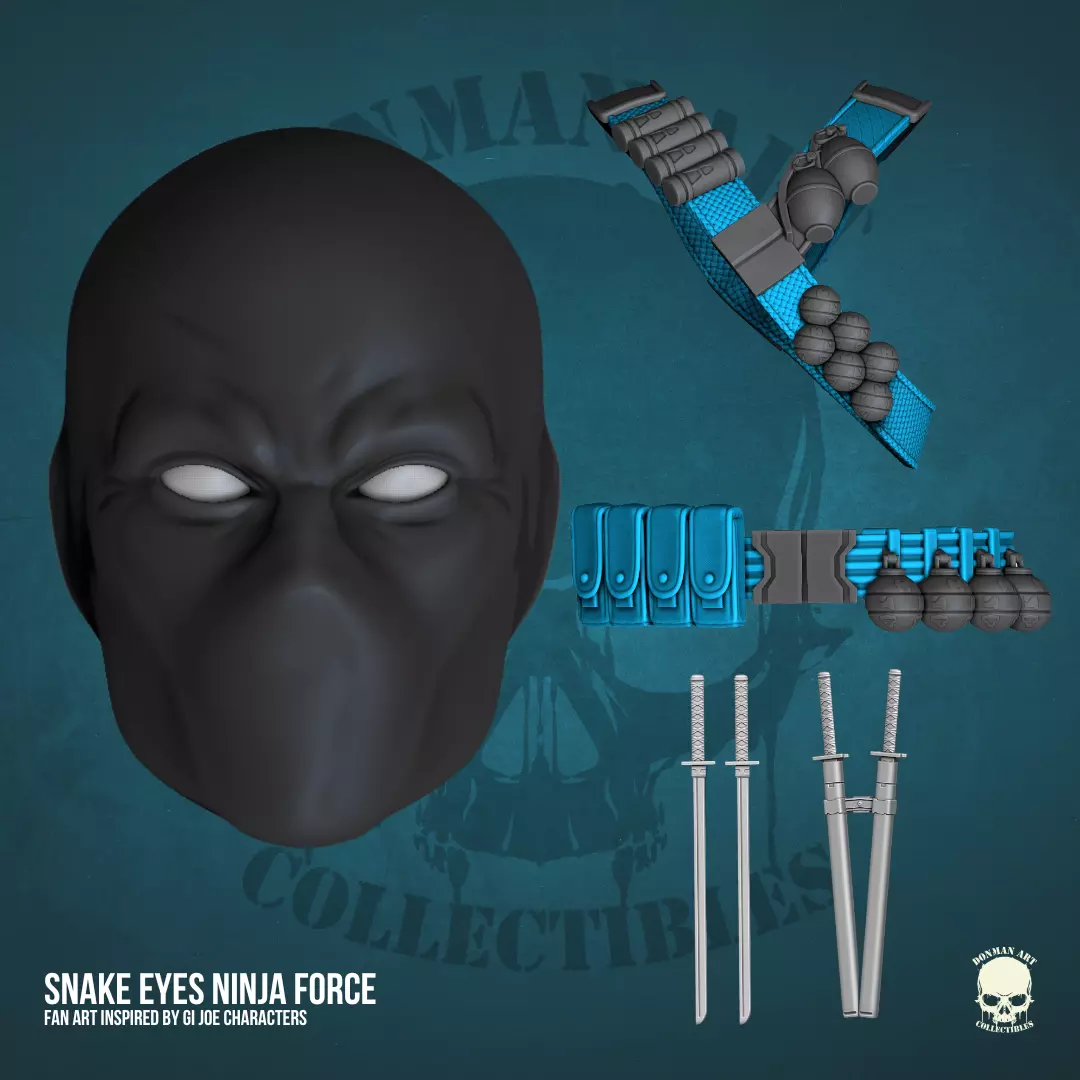 Snake Eyes Ninja Force Fan Art 3D Printable for Action Figures 3D print model