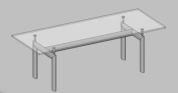 Modern Executive Glass Desk Revit Family 3D model