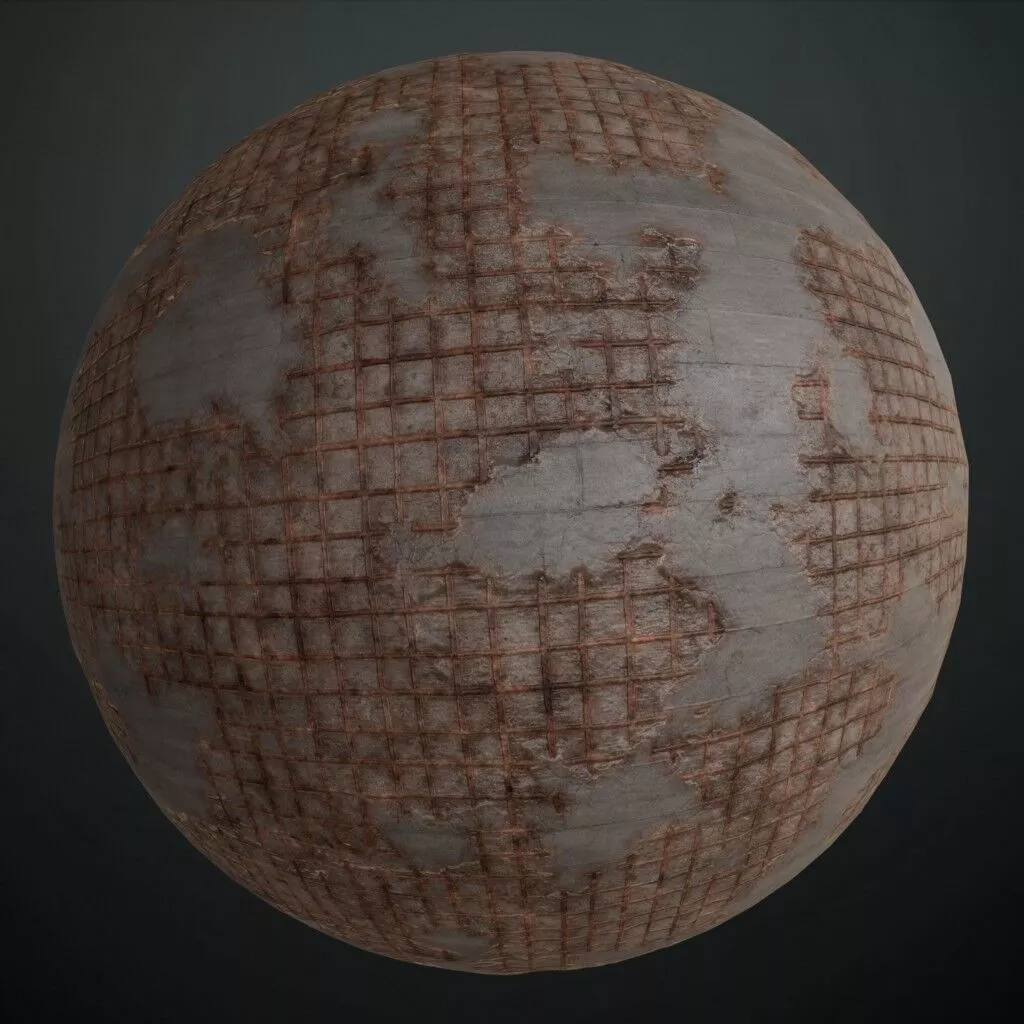 Realistic Rusty Rods on Concrete PBR Seamless Texture