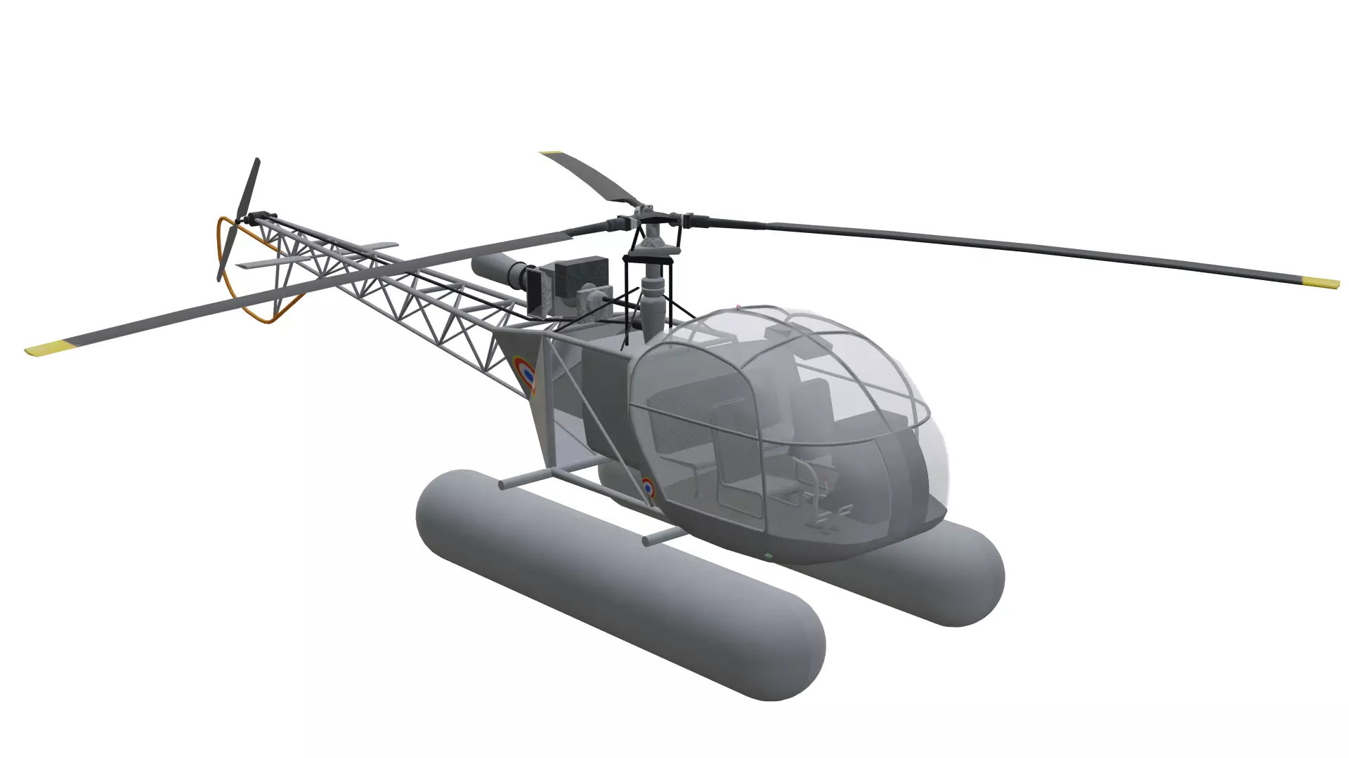 Floats SNCASE SE3130 Alouette II Low-poly 3D model