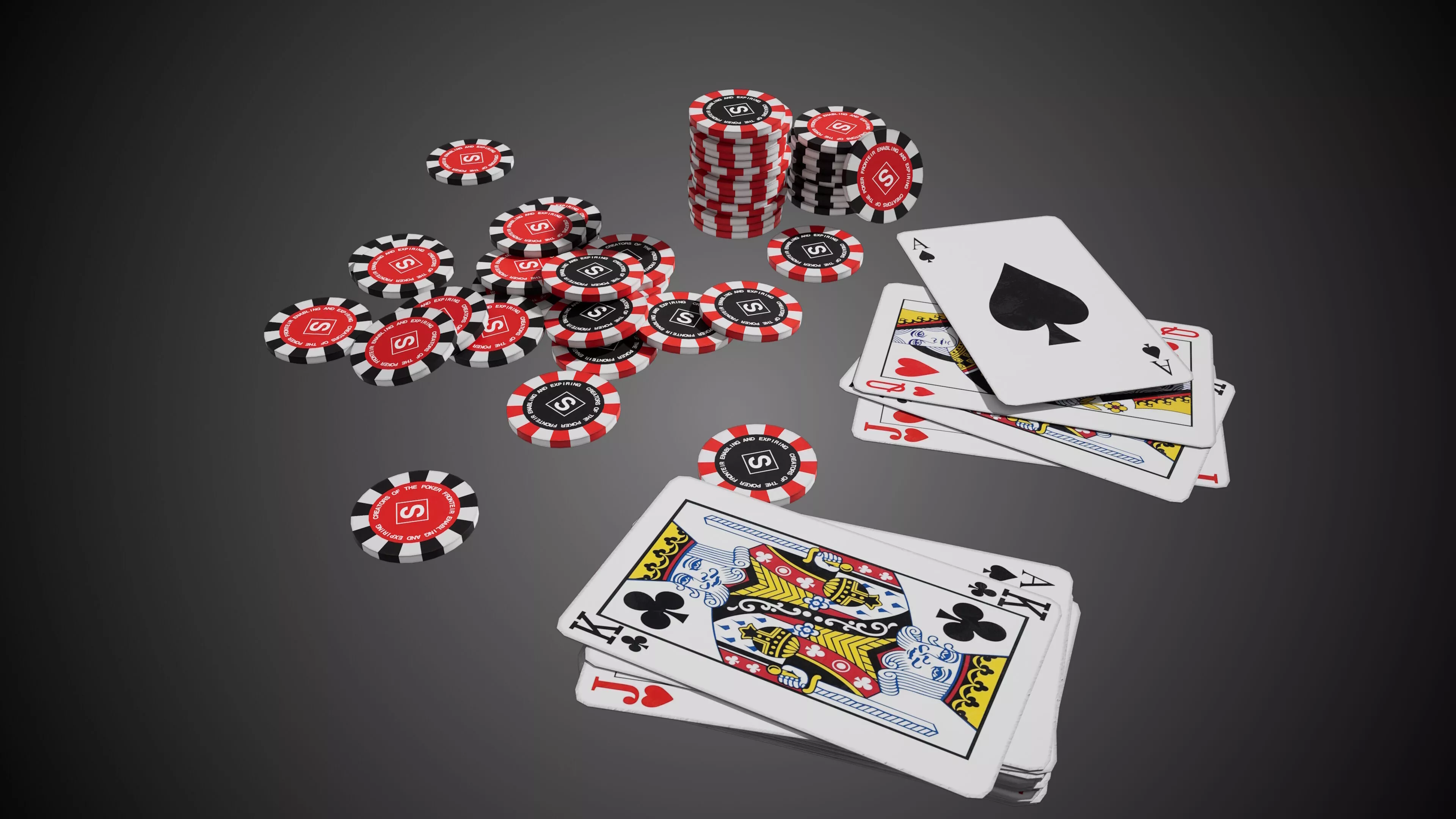 Poker Playing Cards Solitaire Set Low-poly 3D model