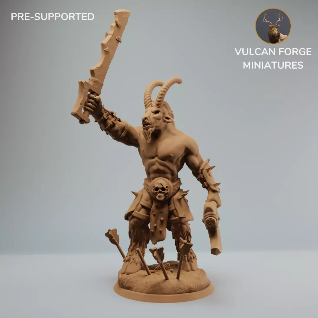 Beastmen warrior with sword and axe Beastmen leader 3D print model