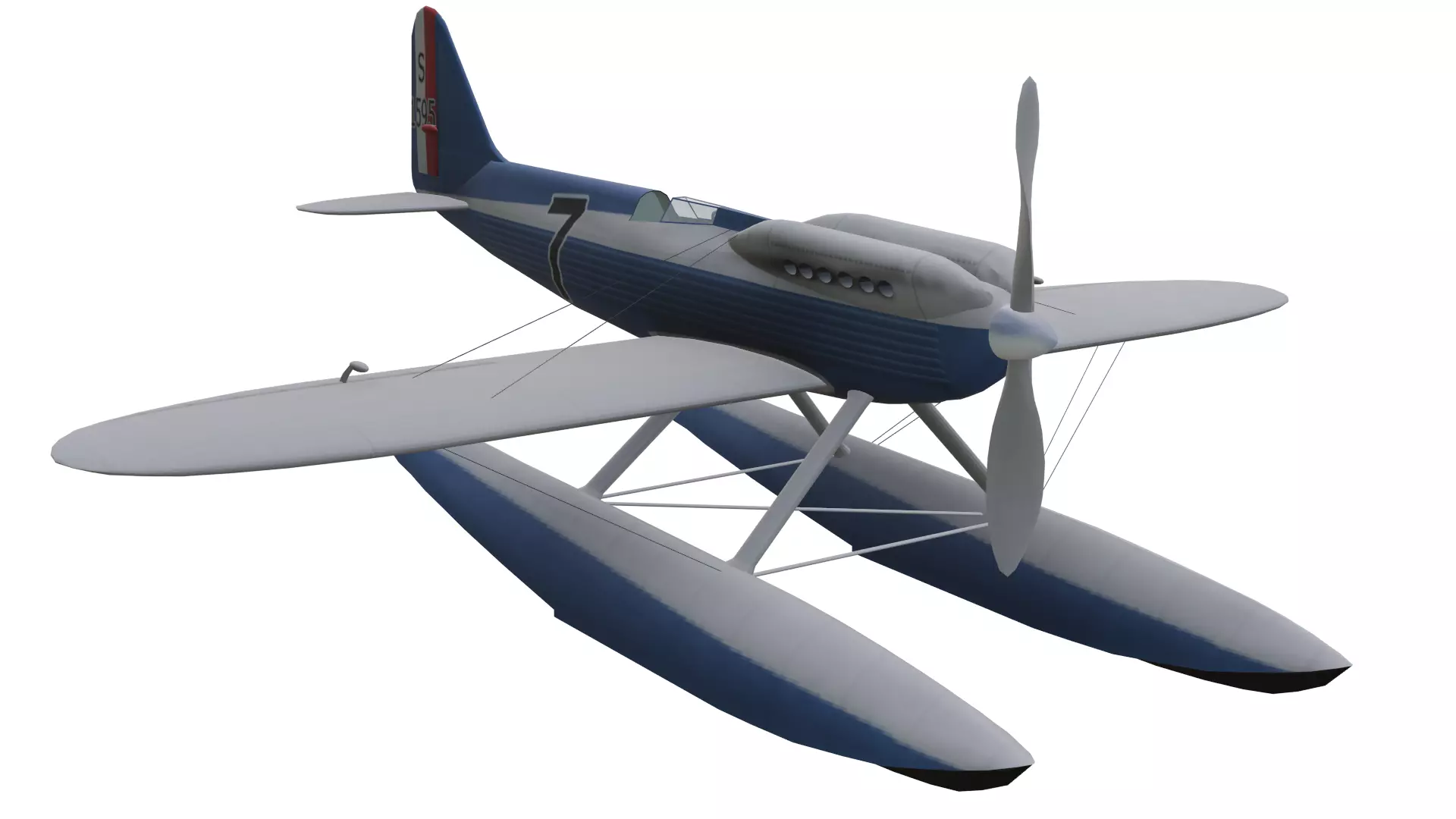 Supermarine S6B Low-poly 3D model