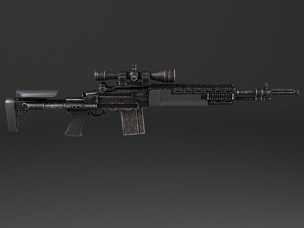 M14 EBR sniper rifle 3D model_8