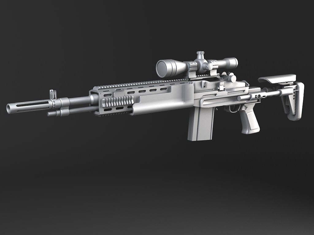 M14 EBR sniper rifle 3D model_11