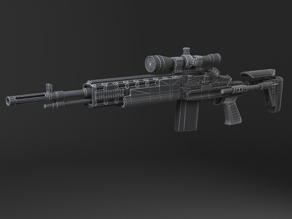 M14 EBR sniper rifle 3D model_15