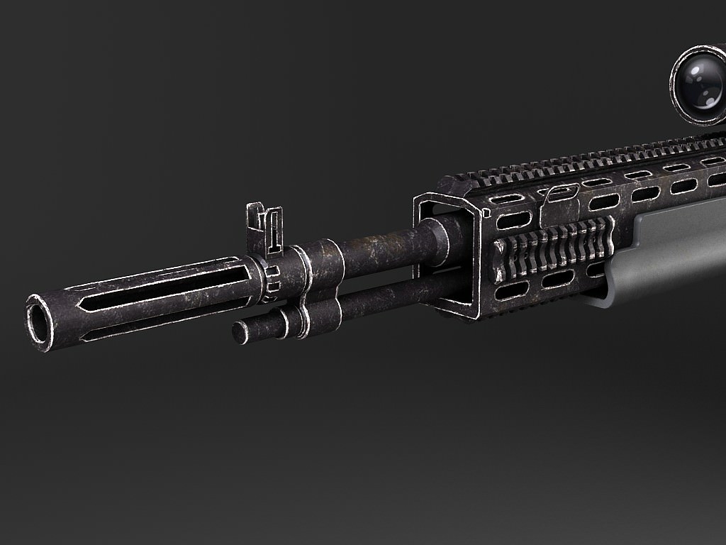 M14 EBR sniper rifle 3D model_3