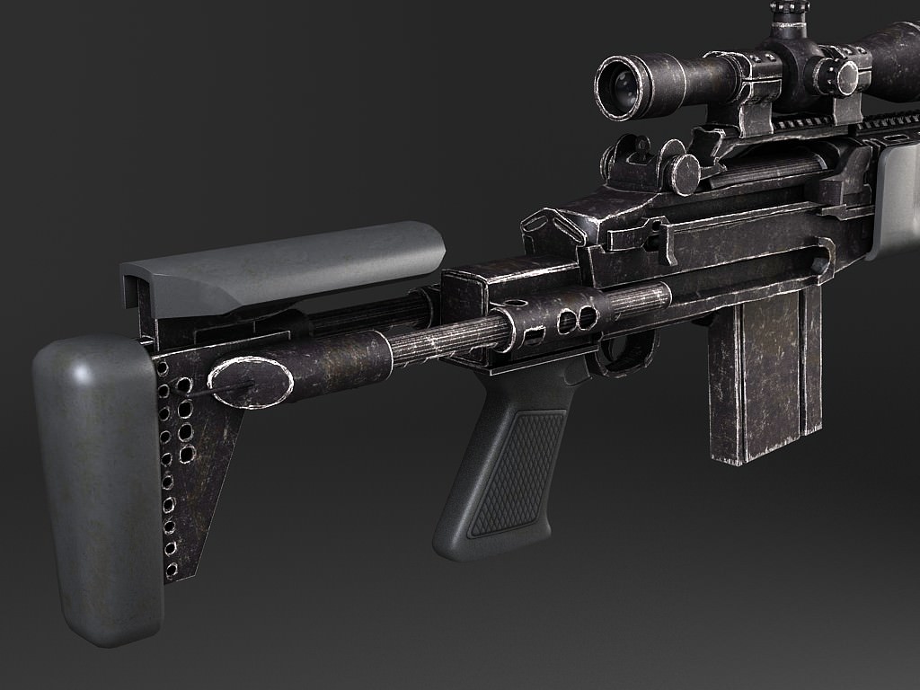 M14 EBR sniper rifle 3D model_4