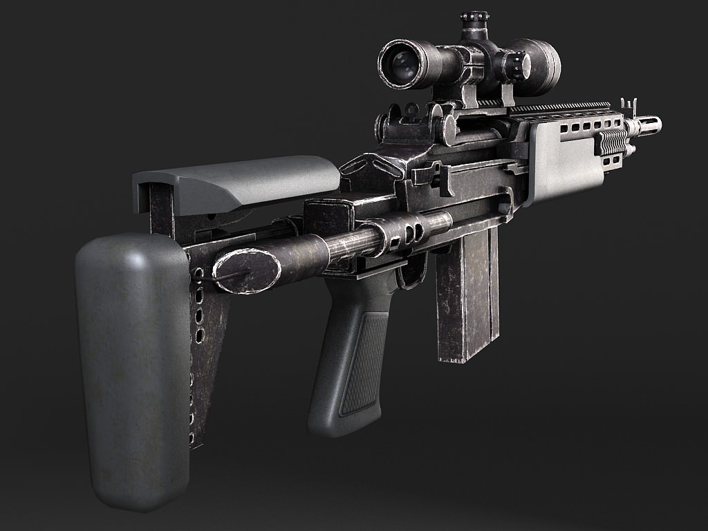 M14 EBR sniper rifle 3D model_7