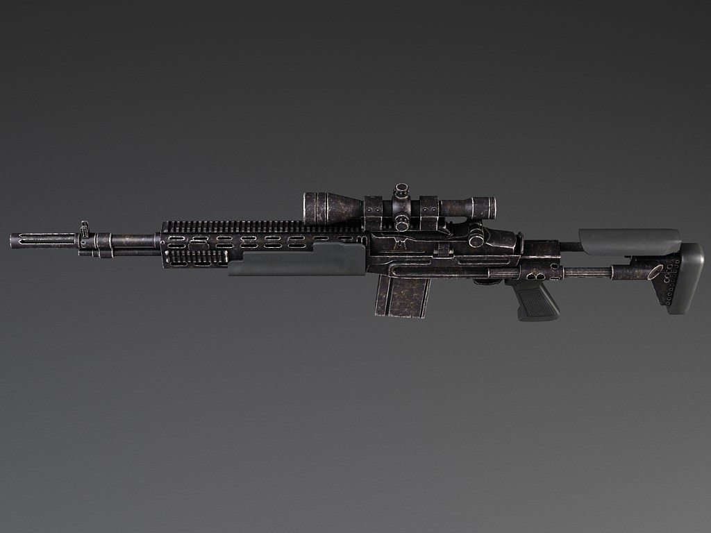 M14 EBR sniper rifle 3D model_9