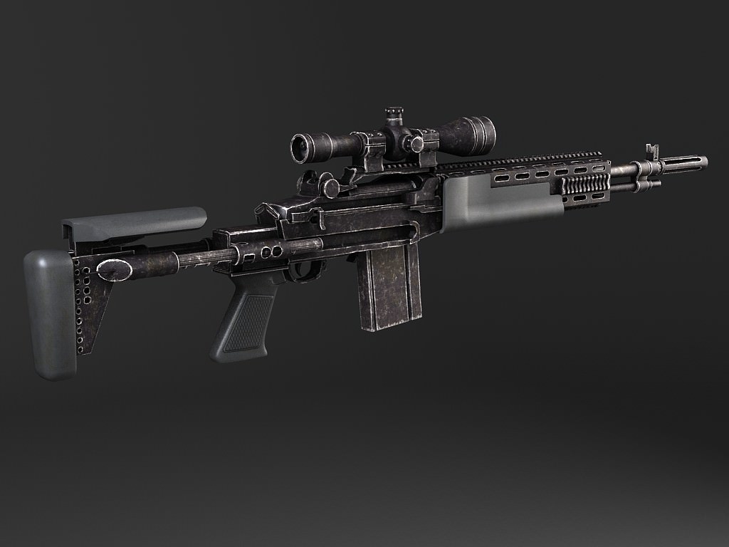 M14 EBR sniper rifle 3D model_10