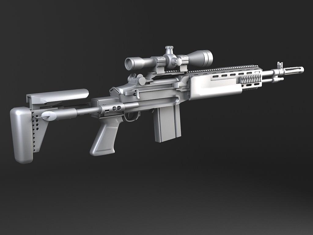M14 EBR sniper rifle 3D model_14