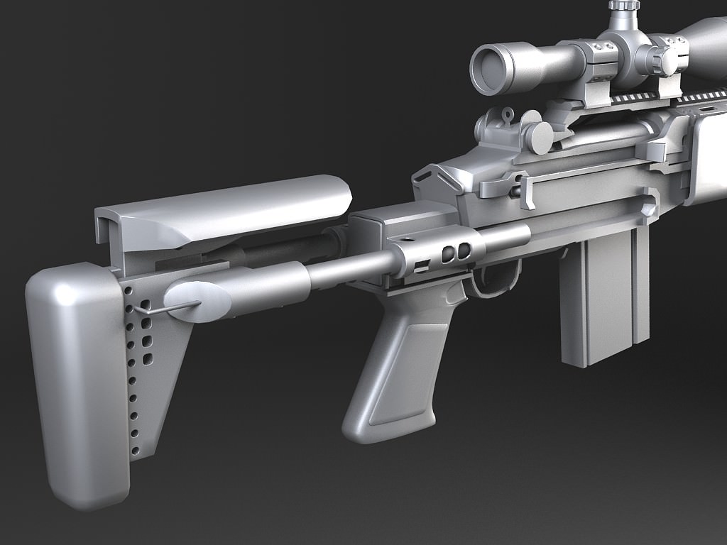 M14 EBR sniper rifle 3D model_13