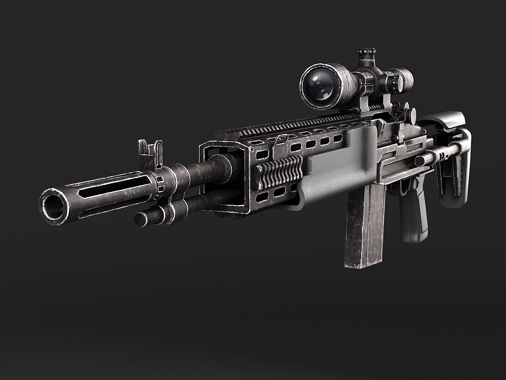 M14 EBR sniper rifle 3D model_2