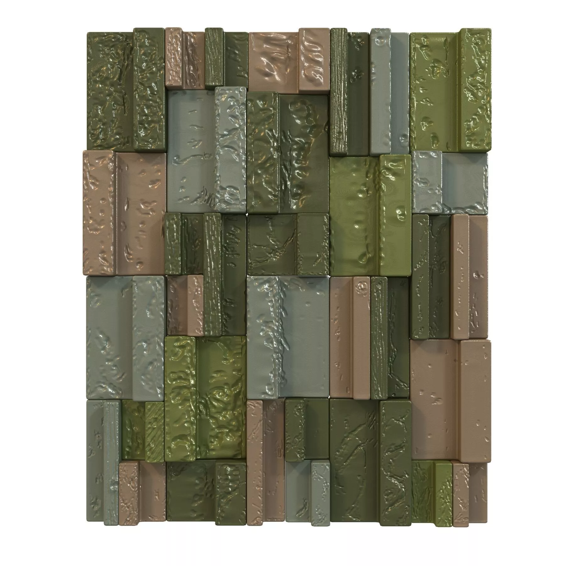 Ben Medansky wall works terracotta glaze green tiles 3D model
