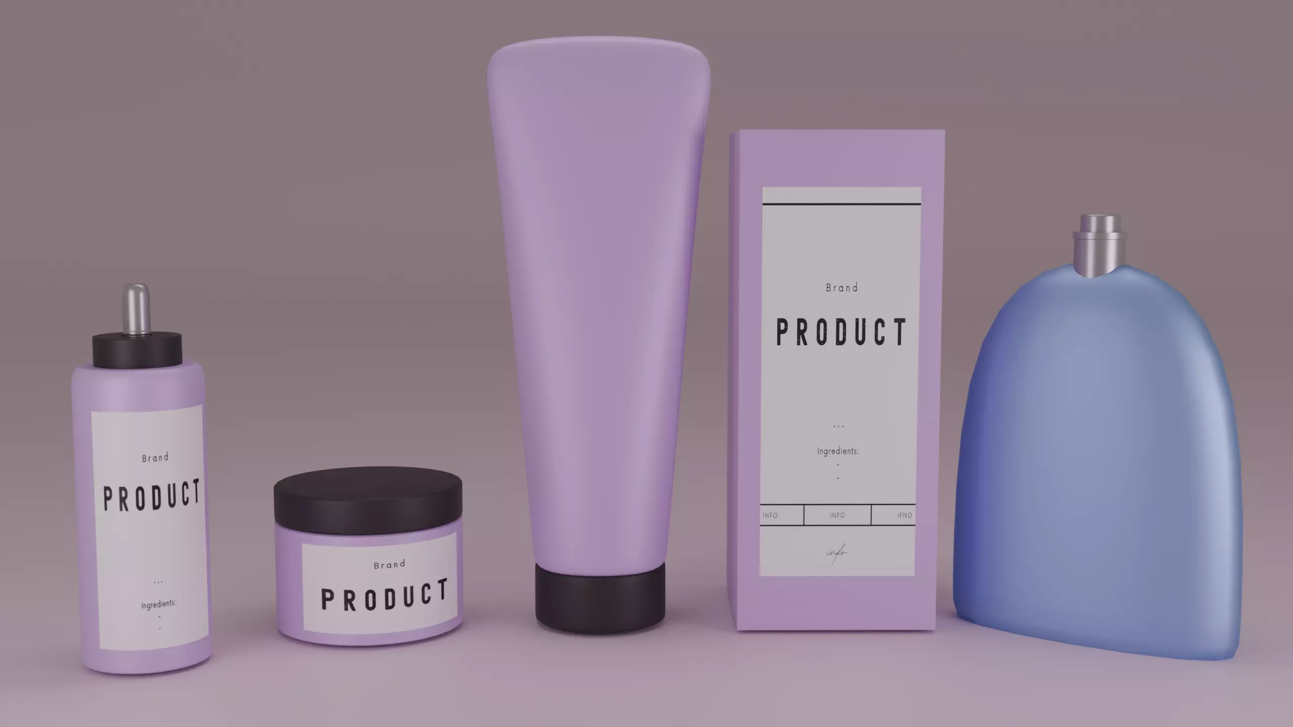 Cosmetics Collection Low-poly 3D model
