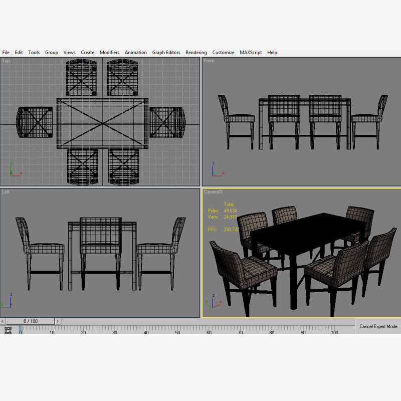 Dining Table With Chairs 3D model_10