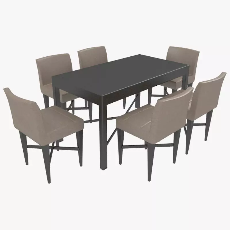 Dining Table With Chairs 3D model_0