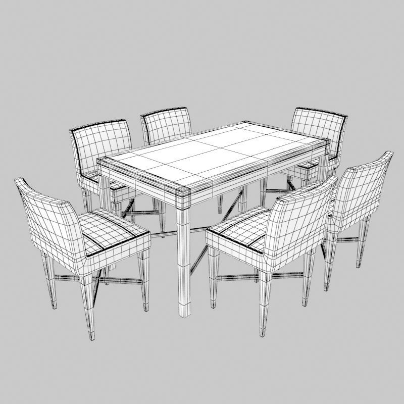 Dining Table With Chairs 3D model_4