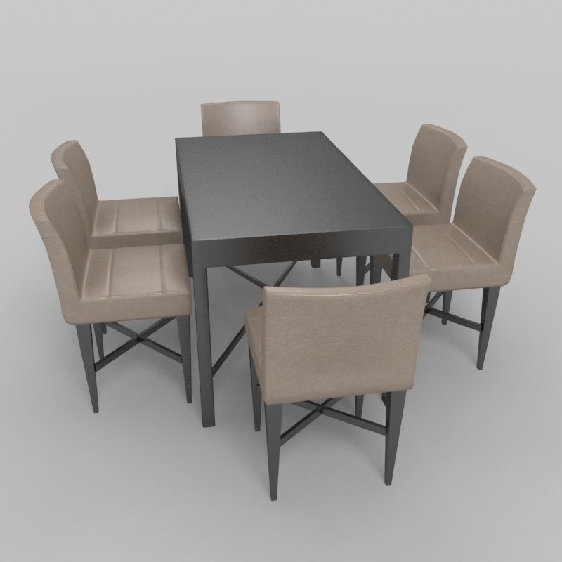 Dining Table With Chairs 3D model_2