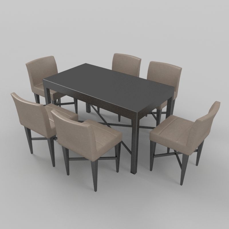 Dining Table With Chairs 3D model_3
