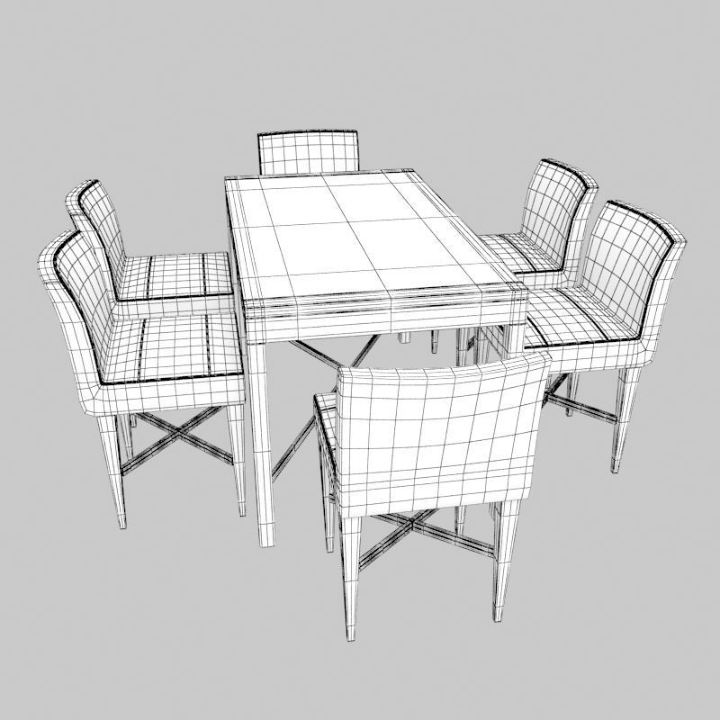 Dining Table With Chairs 3D model_11