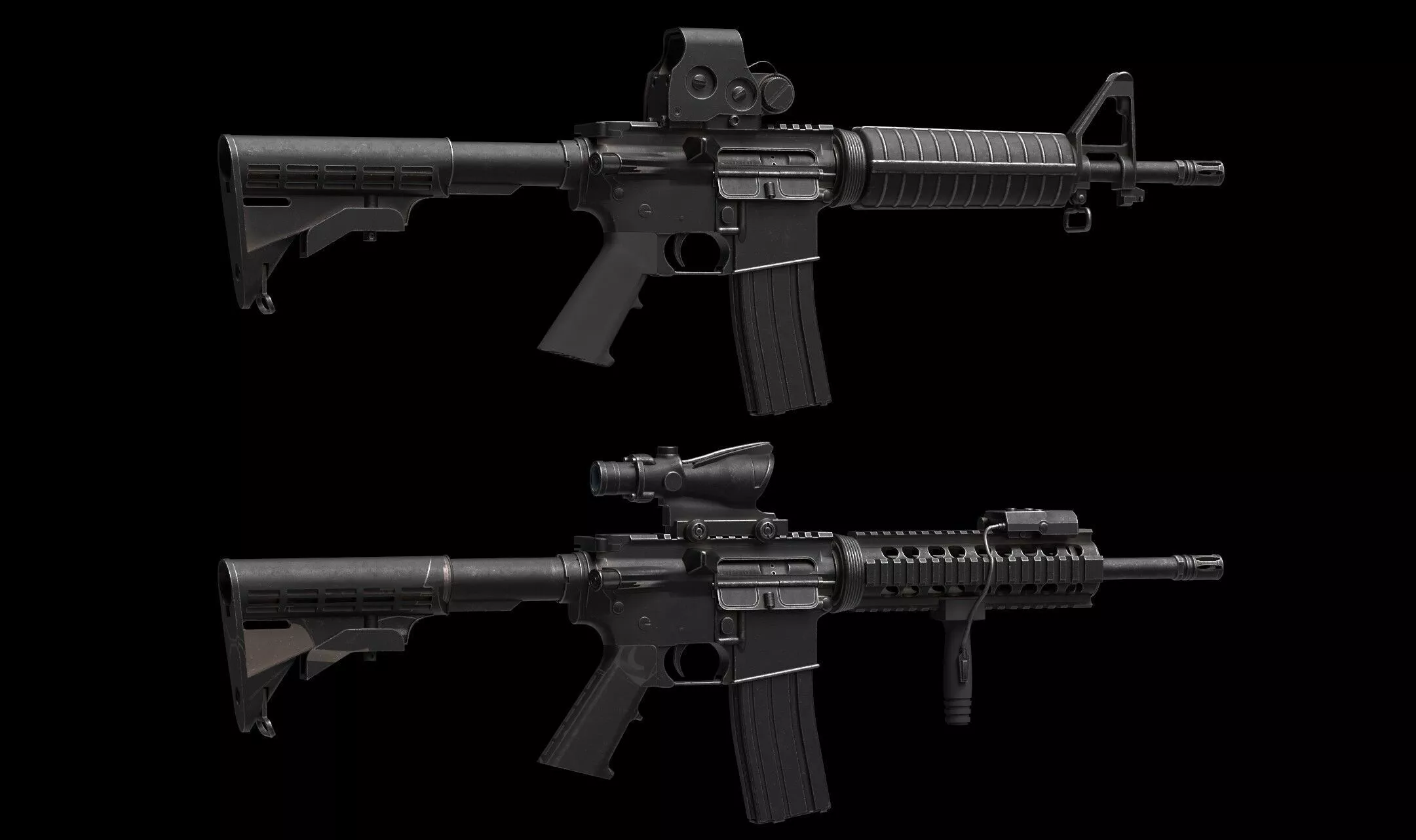 M4-AR15 Rifle Low-poly 3D model