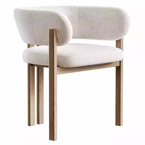 Bay Wood Chair Naturedesign and Sakurai Dining Table Low-poly 3D model 6