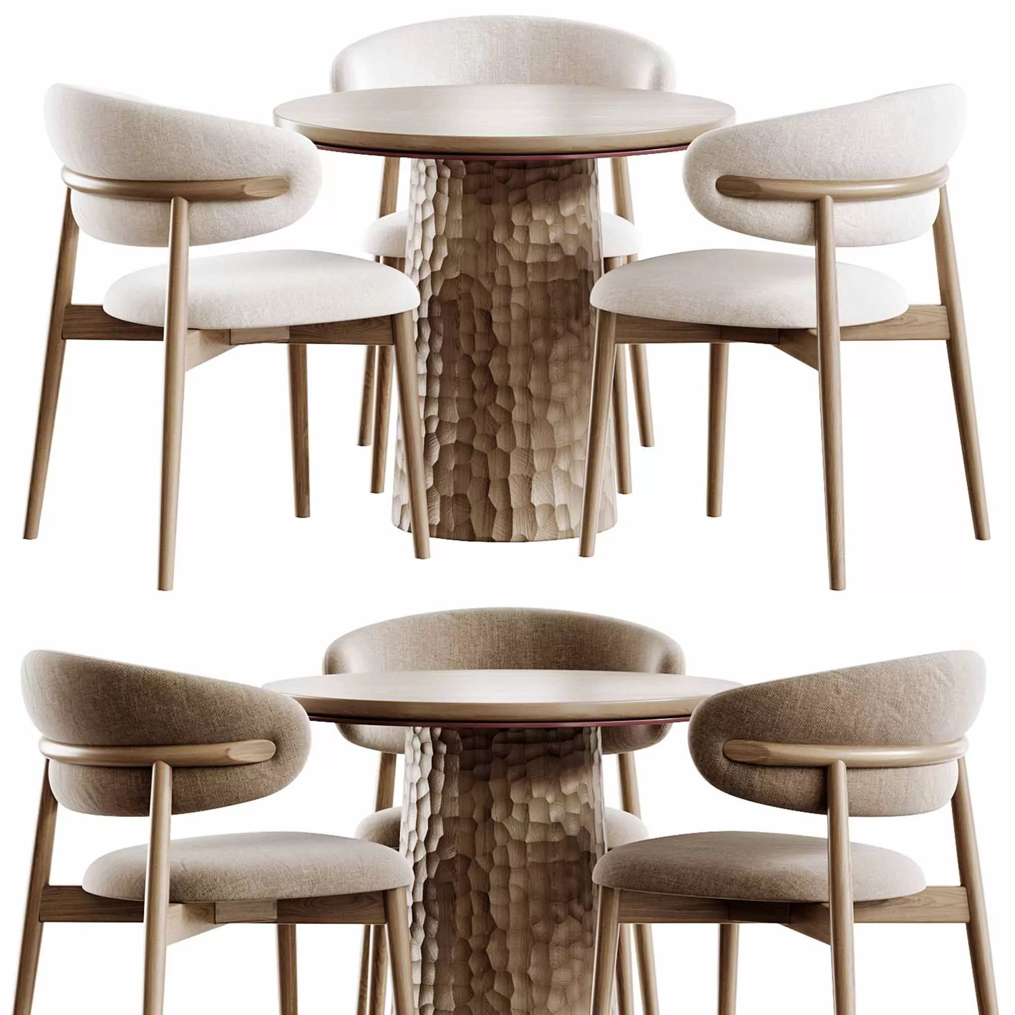 GUERIDON AFA Table and Ferrara Dining chair Low-poly 3D model