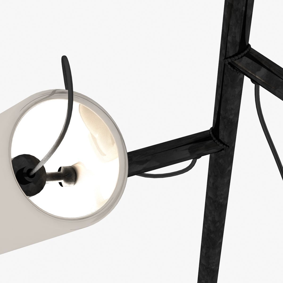 Floor Lamp with Three White Cylindrical Shades 3D model_5