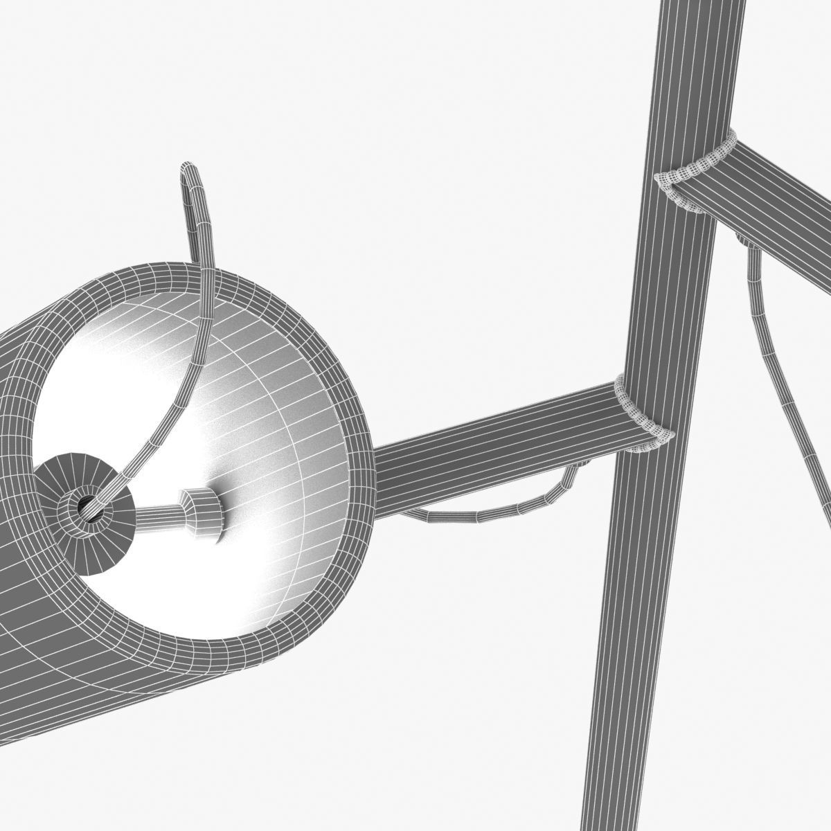 Floor Lamp with Three White Cylindrical Shades 3D model_8