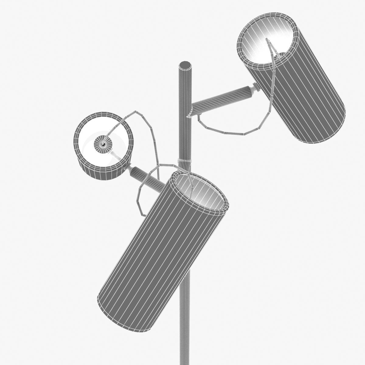 Floor Lamp with Three White Cylindrical Shades 3D model_9