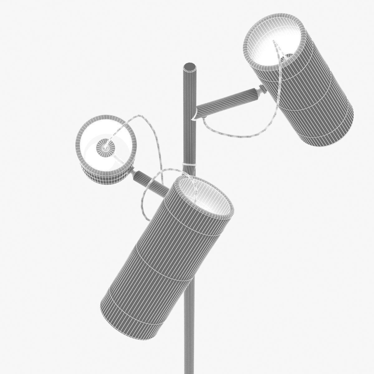 Floor Lamp with Three White Cylindrical Shades 3D model_10