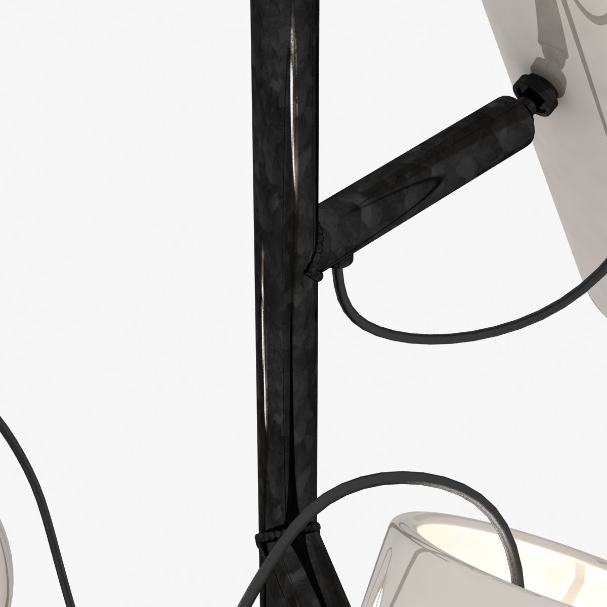 Floor Lamp with Three White Cylindrical Shades 3D model_3