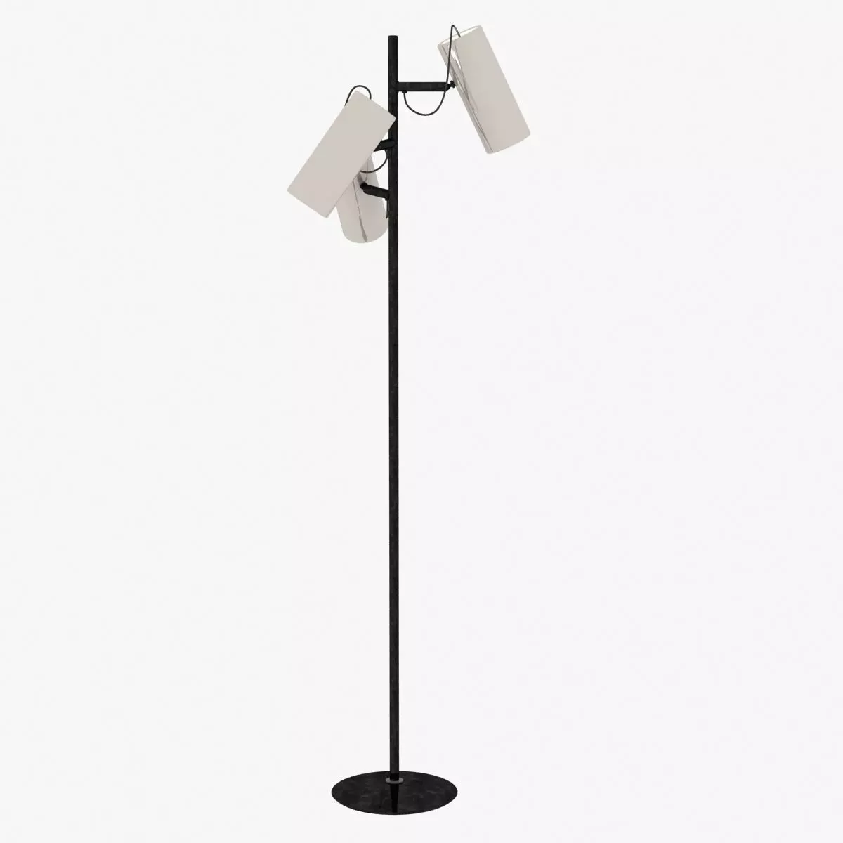 Floor Lamp with Three White Cylindrical Shades 3D model_0