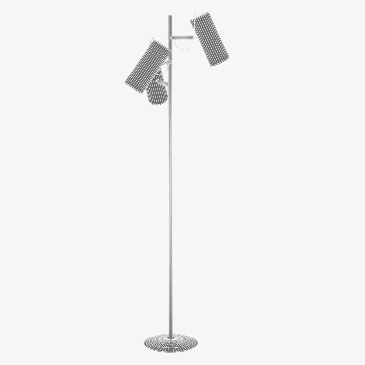 Floor Lamp with Three White Cylindrical Shades 3D model_7