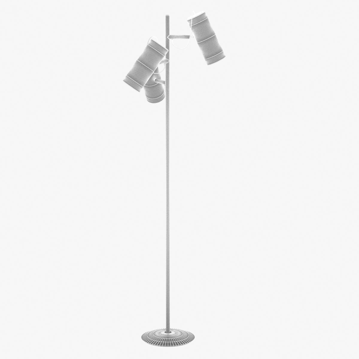 Floor Lamp with Three White Cylindrical Shades 3D model_6