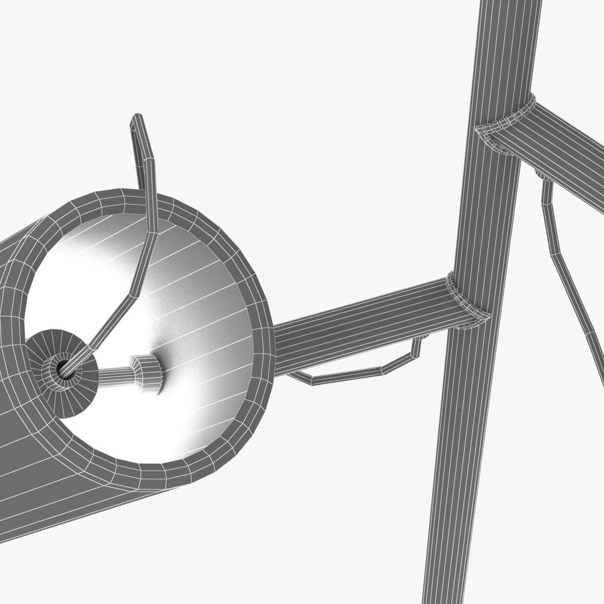 Floor Lamp with Three White Cylindrical Shades 3D model_4