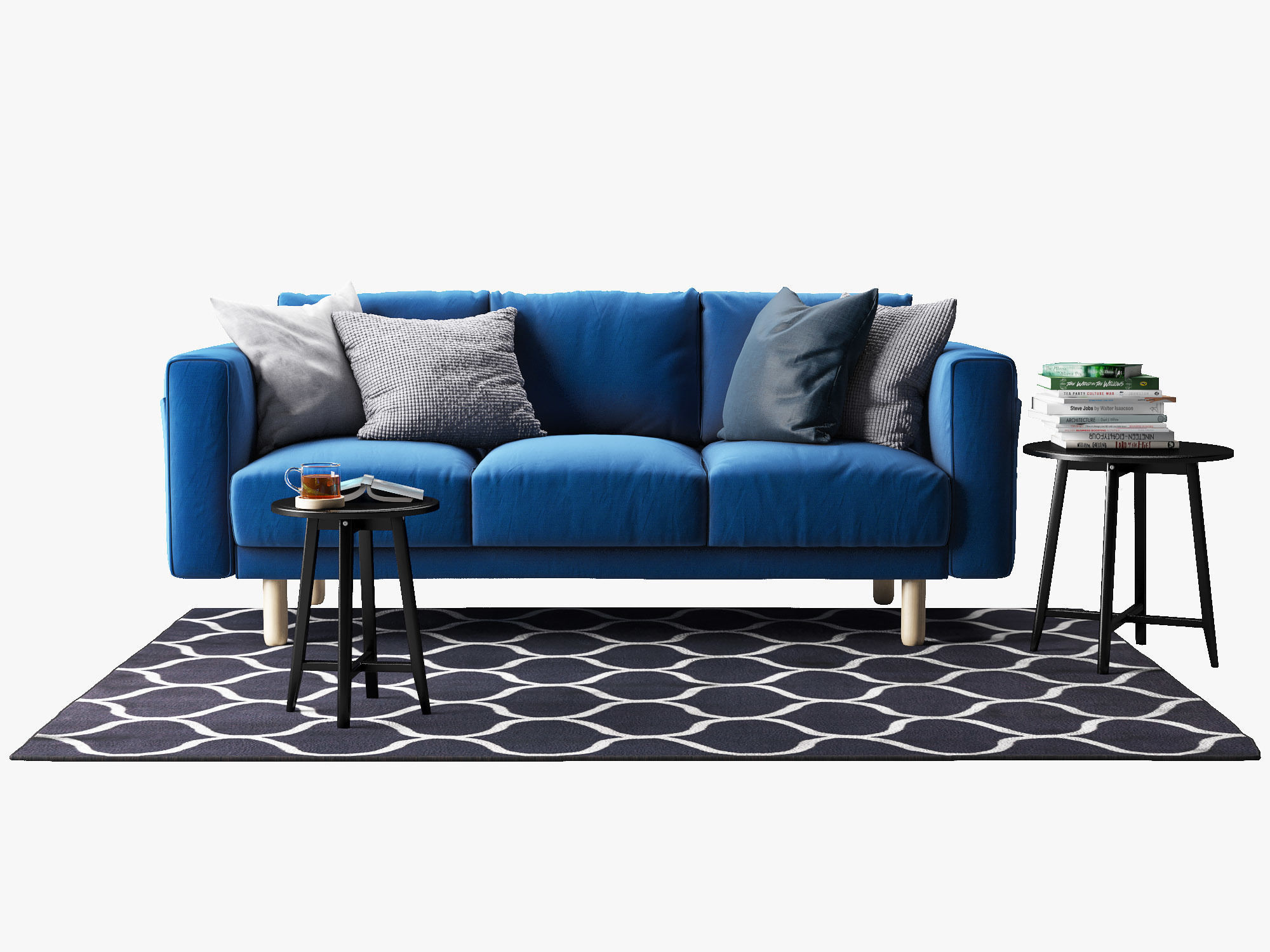 NORSBORG Three-seat sofa with coffee tables and rug Ikea 3D model_4