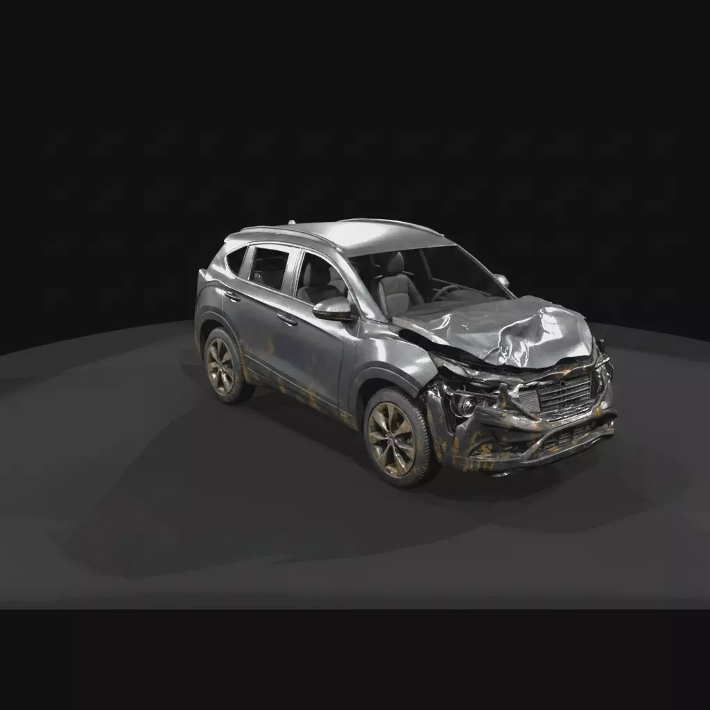 1-87 HO damaged modern vehicle Printable STL 3D print model