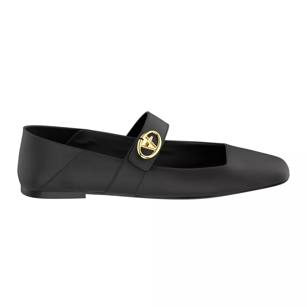 Valentino Garavani Black Leather Ballerinas Low-poly 3D model