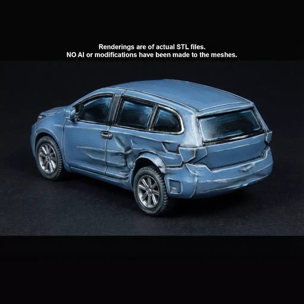 1-87 HO destroyed modern vehicle Printable STL 3D print model