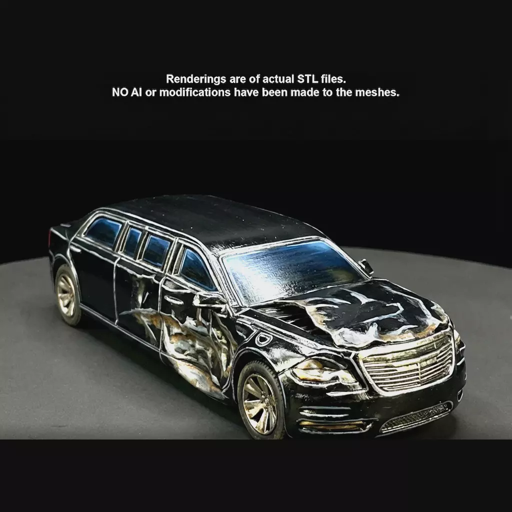 1-87 HO wrecked modern vehicle Printable STL 3D print model