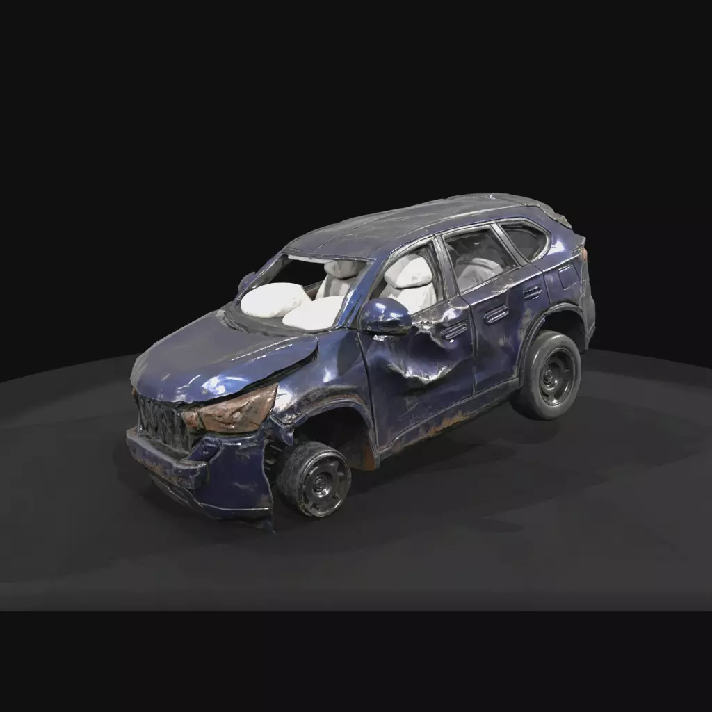 1-87 HO wrecked modern vehicle Printable STL 3D print model