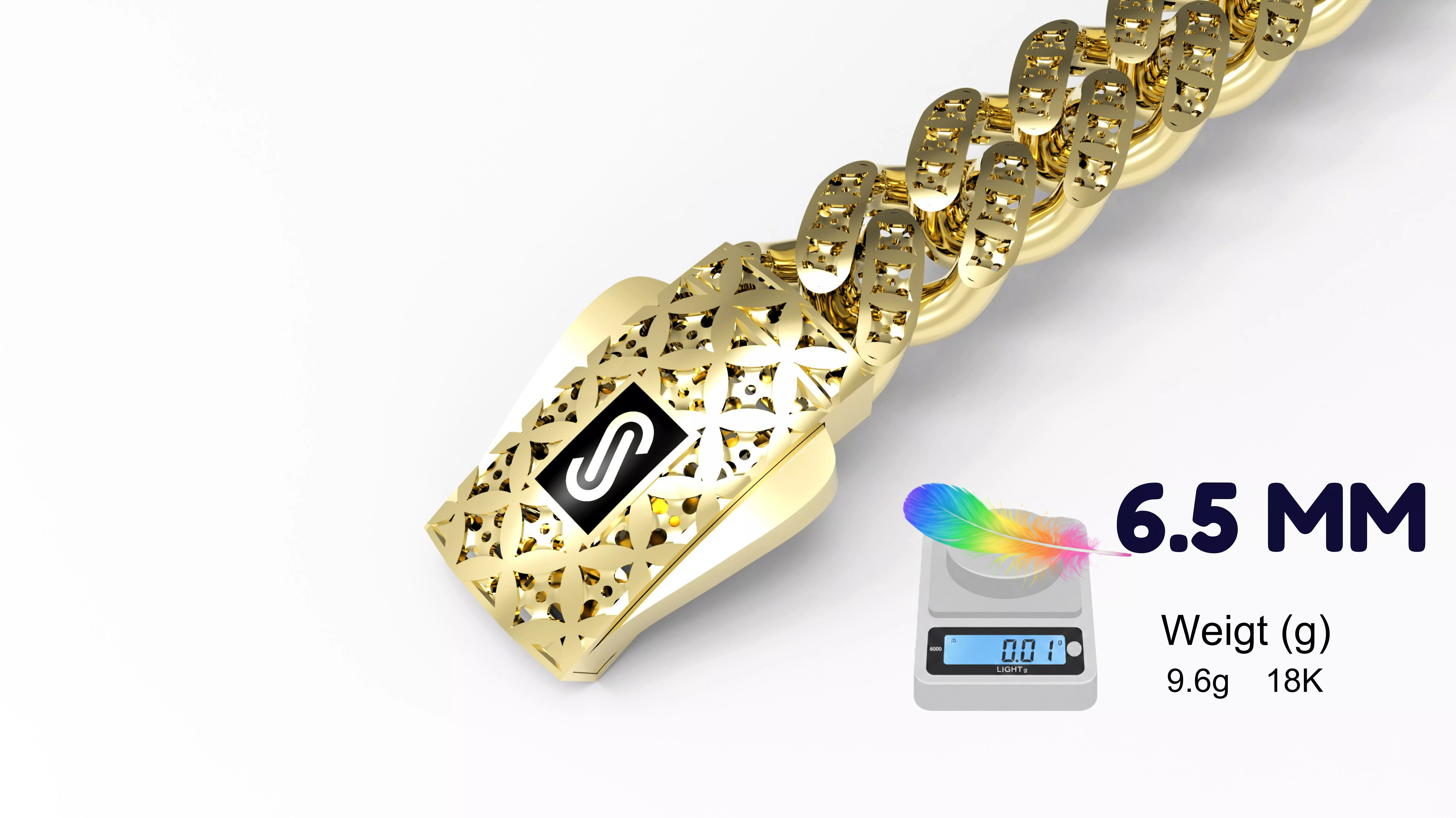 MONACO CHAIN CLASSIC BRACELET 6-5MM-flex 3D print model