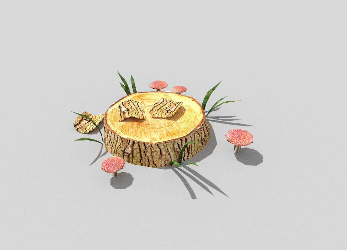 low poly forest decoration Low-poly 3D model_1