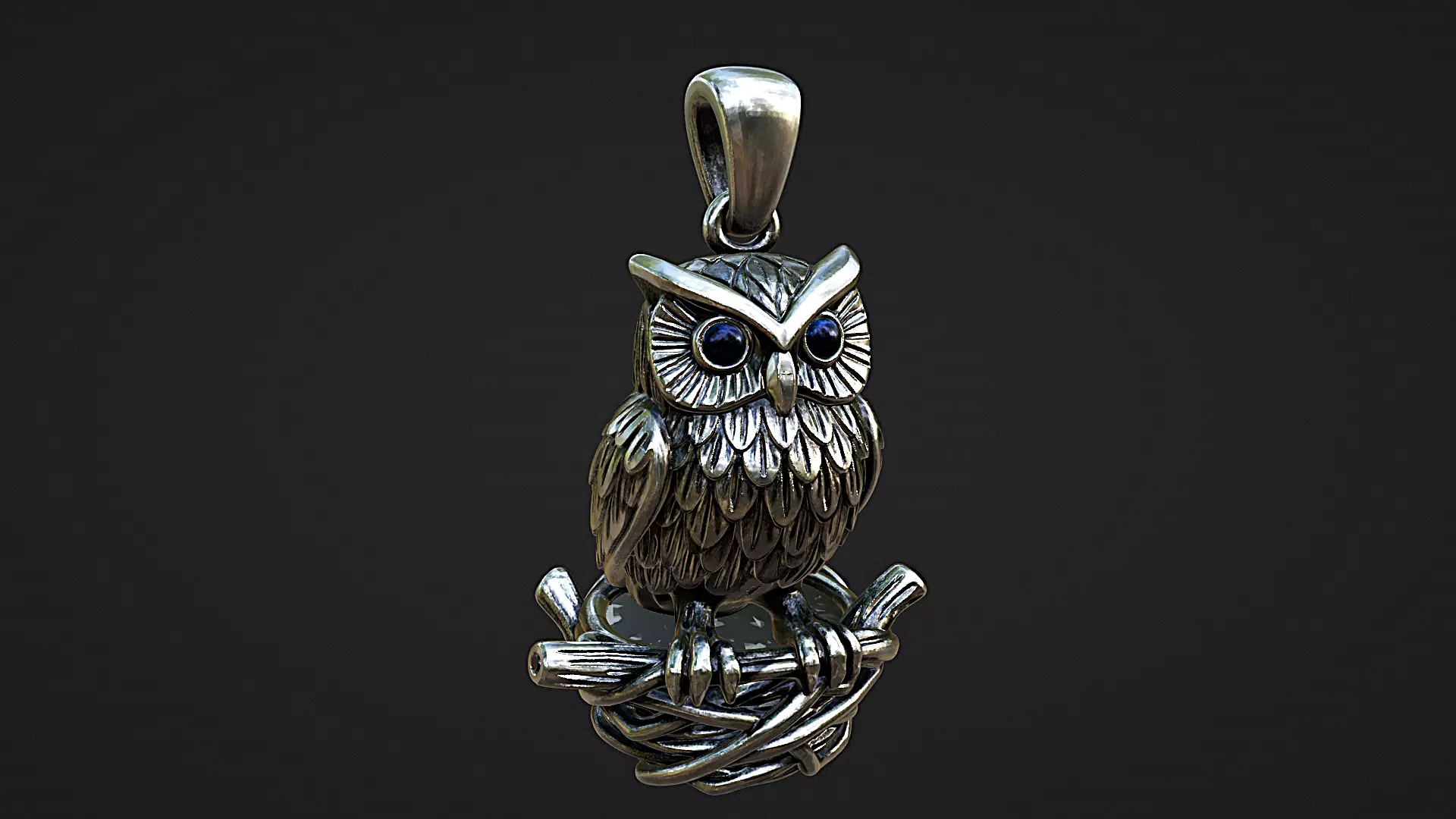 cute nesting owl pendant charm w bail 3D print model