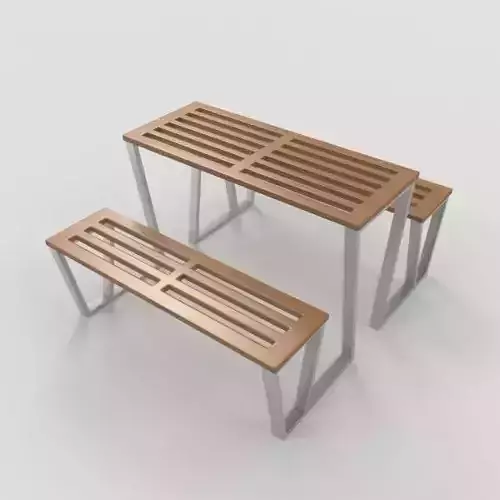 Bench outdoor table with two benches
