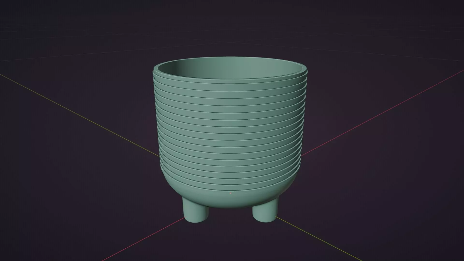 3D Printable Modern Plant Pot with Ribbed Design and Feet 3D print model